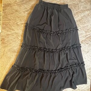 Earth Music & Ecology Long Skirt Black Women’s Ruffle Small